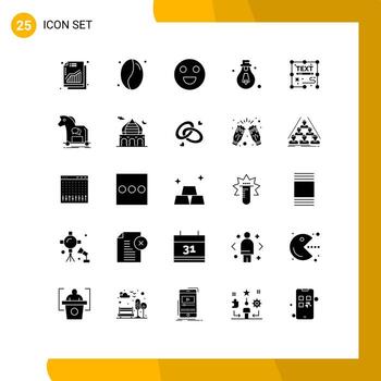 25 Thematic Vector Solid Glyphs and Editable Symbols of write document face creative motivation Editable Vector Design Elements