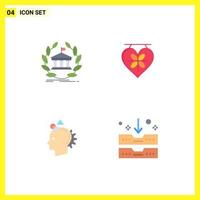 4 Universal Flat Icons Set for Web and Mobile Applications bank wedding university board imaginative Editable Vector Design Elements