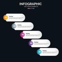 El vector de diseño de infografías de 5 pasos y el marketing se pueden utilizar para el diseño del flujo de trabajo