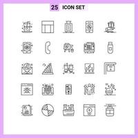 Pack of 25 creative Lines of solution gift bag technology mute Editable Vector Design Elements