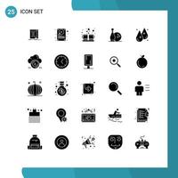 User Interface Pack of 25 Basic Solid Glyphs of drop bowls coffee bowling hot Editable Vector Design Elements