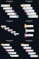 plantilla de diapositiva de presentación del paquete de infografías vectoriales 6 diagramas de ciclo de 5 pasos y líneas de tiempo vector