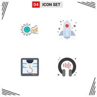 Pack of 4 creative Flat Icons of chart startup market trends printer Editable Vector Design Elements