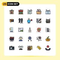 paquete de iconos vectoriales de stock de 25 signos y símbolos de línea para calendario de escritorio carpeta de brújula carpeta de documentos elementos de diseño vectorial editables vector