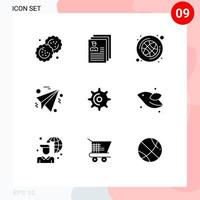 9 Creative Icons Modern Signs and Symbols of gear paper profile plane game Editable Vector Design Elements