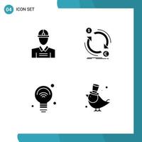 Stock Vector Icon Pack of 4 Line Signs and Symbols for construction bulb work finance internet of things Editable Vector Design Elements