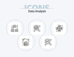 Data Analysis Line Icon Pack 5 Icon Design. flowchart. seo. indicator. search. dollar vector