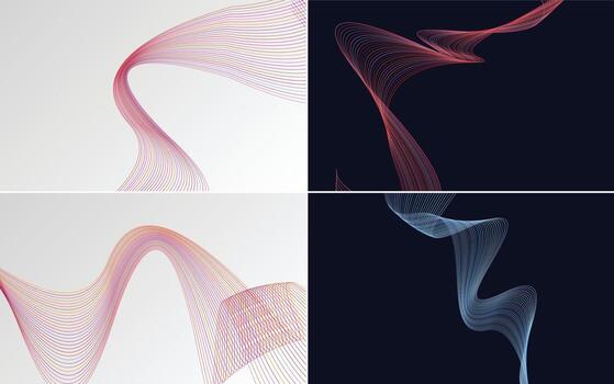 conjunto de 4 líneas de ondas abstractas de fondo de patrón de onda geométrica vector