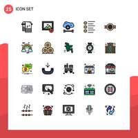 25 Thematic Vector Filled line Flat Colors and Editable Symbols of belt emojis cloud preferences text format Editable Vector Design Elements