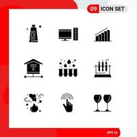 9 Universal Solid Glyphs Set for Web and Mobile Applications tube laboratory progress experiment internet Editable Vector Design Elements