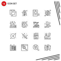16 Universal Outline Signs Symbols of relaxation network book map learning Editable Vector Design Elements