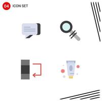 Pictogram Set of 4 Simple Flat Icons of chat beauty find column makeup Editable Vector Design Elements