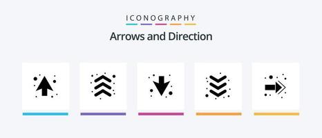 paquete de iconos de glifo de flecha 5 que incluye . abajo. derecho. diseño de iconos creativos vector