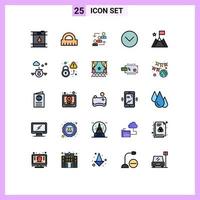 25 iconos creativos, signos y símbolos modernos de logros, reproductor de medios, trabajo de medios de empleados, elementos de diseño de vectores editables