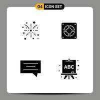 Mobile Interface Solid Glyph Set of 4 Pictograms of fire work chat holiday plumber abc Editable Vector Design Elements