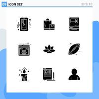 Set of 9 Modern UI Icons Symbols Signs for flower development atm code withdraw Editable Vector Design Elements