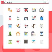 grupo de 25 signos y símbolos de colores planos para elementos de diseño de vectores editables de rendimiento de visualización de filtro de monitor de pantalla
