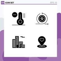 4 User Interface Solid Glyph Pack of modern Signs and Symbols of climate building business on location Editable Vector Design Elements