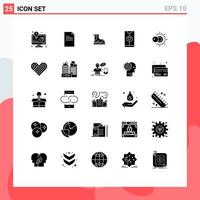 Modern Set of 25 Solid Glyphs and symbols such as wedding heart boots date boot Editable Vector Design Elements