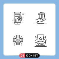 4 Universal Line Signs Symbols of online target mobile marketing solution achievement Editable Vector Design Elements