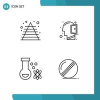 Universal Icon Symbols Group of 4 Modern Filledline Flat Colors of business potion pyramid open mind space Editable Vector Design Elements