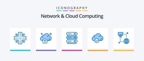 Network And Cloud Computing Blue 5 Icon Pack Including monitor. technology. network. internet. storage. Creative Icons Design vector