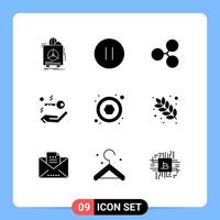 Mobile Interface Solid Glyph Set of 9 Pictograms of screw hardware stop real estate house Editable Vector Design Elements