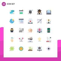 Group of 25 Modern Flat Colors Set for coding summer marketing ice hdmi Editable Vector Design Elements