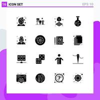 Set of 16 Modern UI Icons Symbols Signs for female science office table experiment shape Editable Vector Design Elements