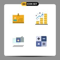 4 Universal Flat Icon Signs Symbols of id chating badge revenue secure Editable Vector Design Elements