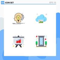 4 User Interface Flat Icon Pack of modern Signs and Symbols of creative analysis idea gallery presentation Editable Vector Design Elements