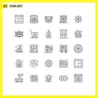 Mobile Interface Line Set of 25 Pictograms of submission complex action cluster framework Editable Vector Design Elements