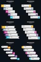 Vector 6 Infographics Pack Presentation slide template 5 Steps cycle diagrams and timelines