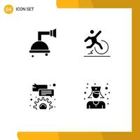 Group of 4 Modern Solid Glyphs Set for bathroom comment business escape doctor Editable Vector Design Elements