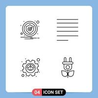 User Interface Pack of 4 Basic Filledline Flat Colors of alert performance security text eco Editable Vector Design Elements