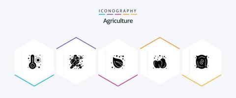 paquete de iconos de 25 glifos de agricultura que incluye planta. agricultura. acampar. manzana. agricultura vector