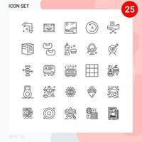 grupo de 25 líneas de signos y símbolos para la copia de seguridad de la máquina del tiempo de la cubierta de la cama de fitness elementos de diseño vectorial editables vector