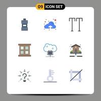 Set of 9 Modern UI Icons Symbols Signs for cloud software cloud networking caps cloud database window case Editable Vector Design Elements