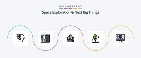 la exploración espacial y la próxima línea de grandes cosas llenaron el paquete de iconos planos 5 que incluye digital. artificial. fabricación. sentimiento. emoción vector