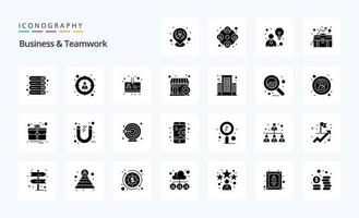 25 Business And Teamwork Solid Glyph icon pack vector