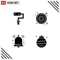 Stock Vector Icon Pack of 4 Line Signs and Symbols for paint roller notification tool target celebration Editable Vector Design Elements