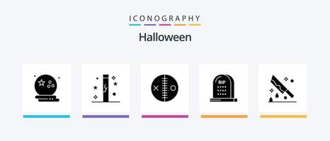 Halloween Glyph 5 Icon Pack Including graveyard. death. holidays. voodoo. halloween. Creative Icons Design vector