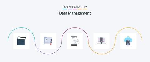 Data Management Flat 5 Icon Pack Including sd. cloud. file. database. mainframe vector