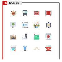 Set of 16 Vector Flat Colors on Grid for computer hose audio fire alarm Editable Pack of Creative Vector Design Elements