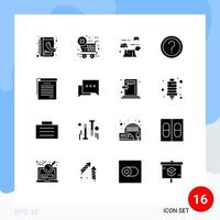 Universal Icon Symbols Group of 16 Modern Solid Glyphs of books student destruction information help Editable Vector Design Elements