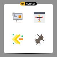 Set of 4 Commercial Flat Icons pack for computer programming lcd develop fast forward Editable Vector Design Elements