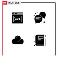 Editable Vector Line Pack of Simple Solid Glyphs of error overcast server dialogue bookmark Editable Vector Design Elements
