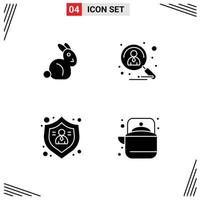 Solid Glyph Pack of 4 Universal Symbols of bynny people applicant recruitment user Editable Vector Design Elements