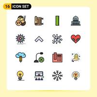 16 iconos creativos signos y símbolos modernos de configuración de gestión educación ciudad de estados unidos elementos de diseño de vectores creativos editables