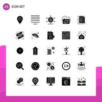 25 User Interface Solid Glyph Pack of modern Signs and Symbols of medical photo data old resources Editable Vector Design Elements